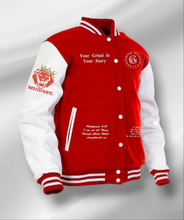Load image into Gallery viewer, Red Faith Varsity Jacket
