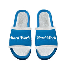 Load image into Gallery viewer, HWT Blue Fur Slides