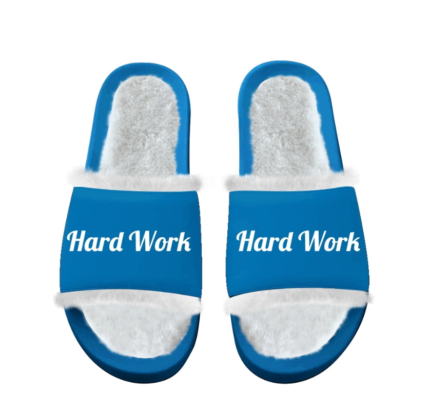 HWT Blue Fur Slides